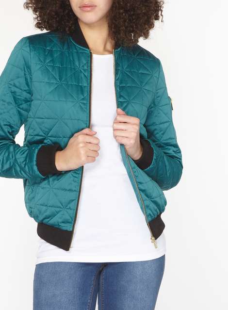 **Tall Green Faux Fur Lined Bomber Jacket